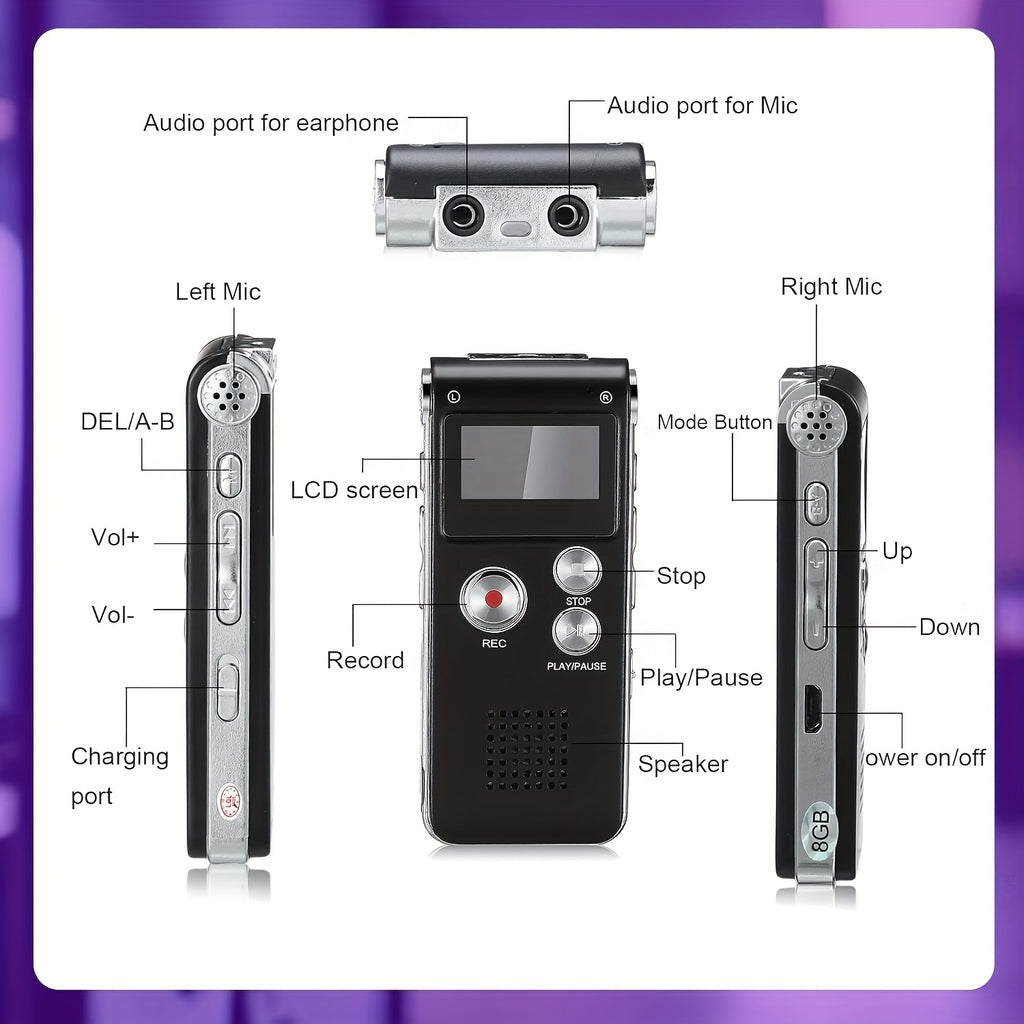 7pcs Hunting Equipment Kit 1 Electromagnetic Paranormal Radiation Detector 1 Digital EVP Voice Recorder 1 Hand Held Radio 1 UV Flashlight 3 LED Light Up Cat Balls, 8gb (Clear)