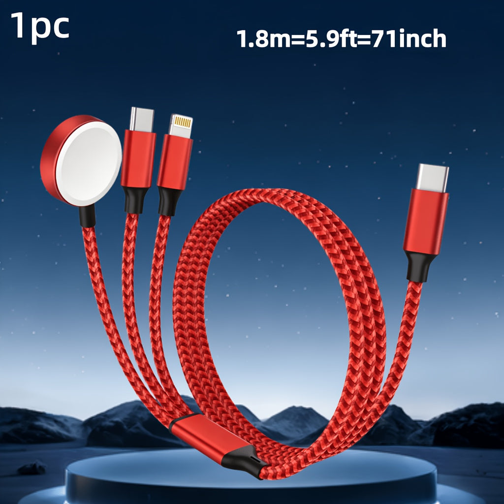 MPATIBY 3in 2 Multi Charging Cable for Apple Watch Charger Fast Charging, Portable USB A/C for iWatch &For iPhone Charger Compatible with iWatch Ultra/Series 10/9/8/7/6/SE2/5/4/3/2 & iPhone 17/16/15/14/Galaxy