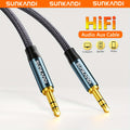 SUNKANDI Premium 3. 5mm Male to Male Stereo Audio Cable - Durable AUX Cord for Car, Headphones, Speakers & Smartphones, Home Stereos