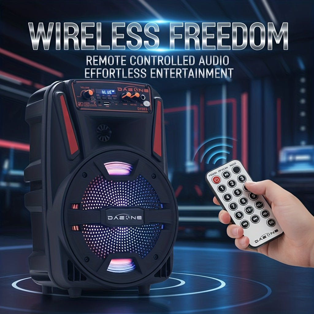 A 1000W Robust Portable Wireless Party Speaker Featuring an 8-Inch Woofer, Equipped with a Wired Microphone, Delivering Deep Bass, And Supporting USB, SD, FM, And AUX Inputs, with an 8-Hour Playtime Suitable for Djing, Karaoke, And Home Gatherings
