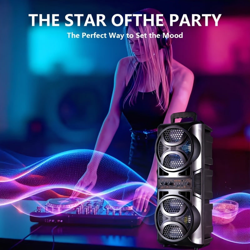 Wireless Wireless Dual Speaker Stereo Sound System Portable Subwoofer with RGB Ambience Lighting, Featuring Two Different Speaker Sizes, Excellent Sound Quality, Perfect for Family Gatherings/Party/Outdoor Camping, Home Entertainment, Trendy Audio