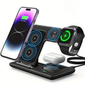 3-in-1 Wireless Charging Station - 15W Fast Charger Stand with QC3.0 Adapter - Suitable for iPhone 15 14 13 12 11 X 8 Pro Max/Pro/Mini/Plus, iWatch Ultra 9/8 7/6/5/4/3/2, AirPods 3/2