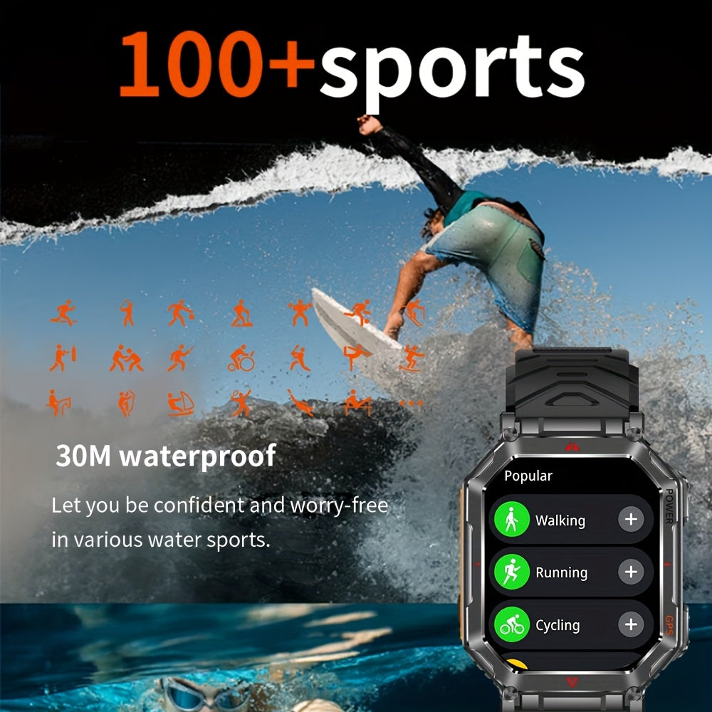 Outdoor Adventure Smartwatch, All-metal Body Design, Rugged And Durable, Built-in GPS For Accurate Positioning, IPX8 Waterproof, Altimeter And Barometer Compass, With LED Flashlight, Supports Making And Receiving Calls, Message Reminders