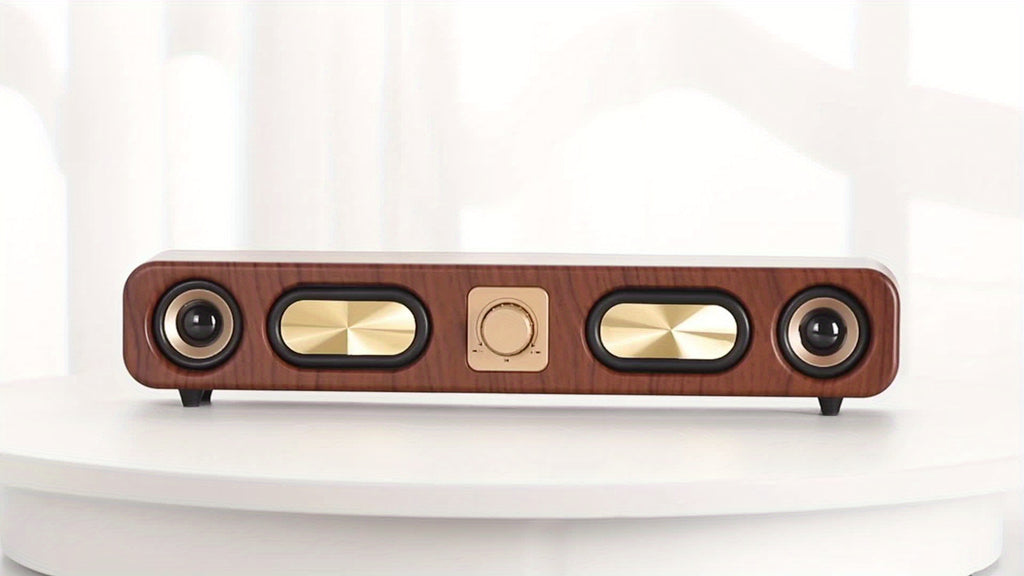 Retro Wood Color Bluetooth Speakers with Dual 2in Woofersm, 2 X 5W Wireless Sound Bar Speaker for Desktop, PC, Laptop, Tablet & Smartphone, Hands Free Call