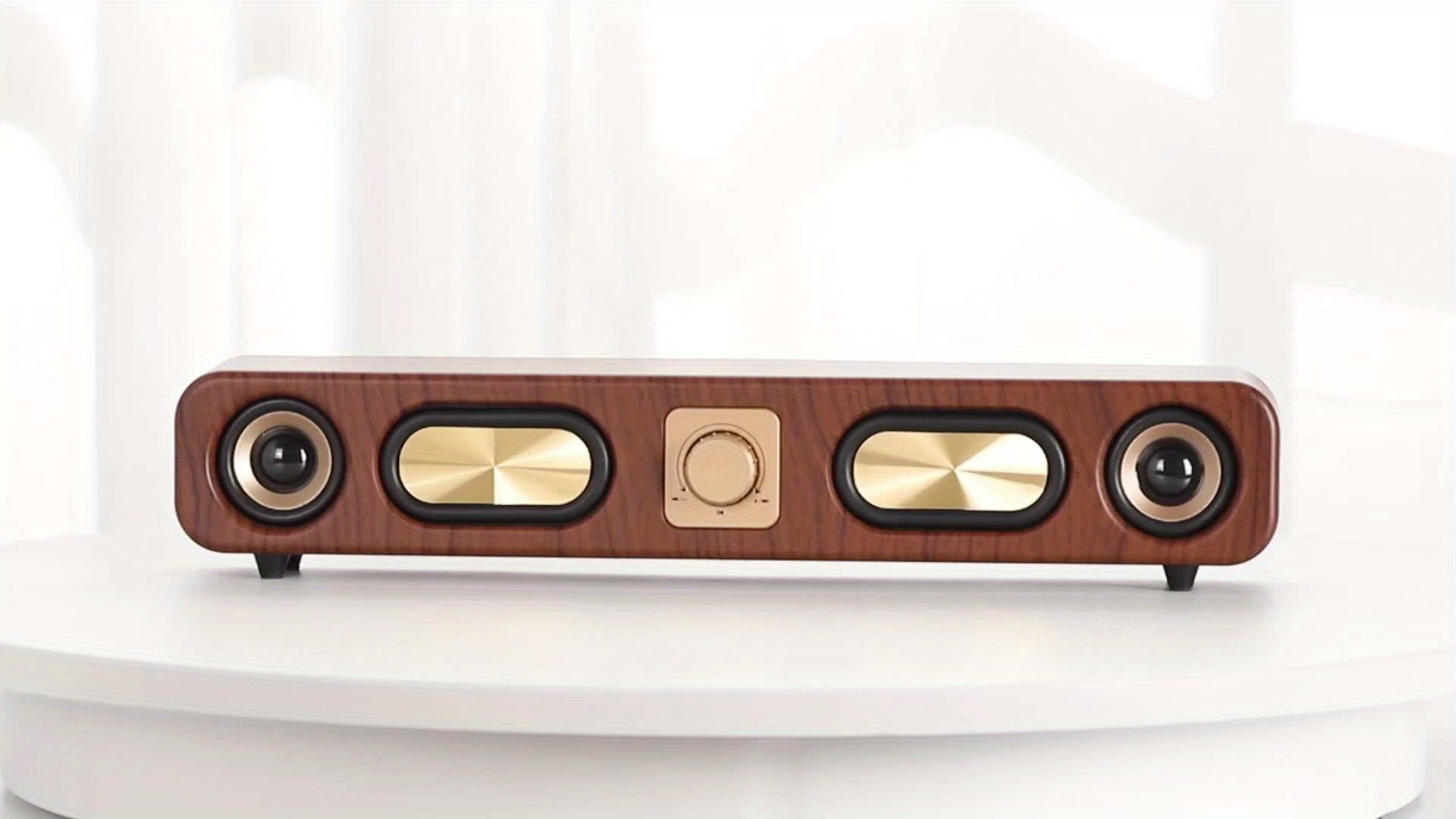 Retro Wood Color Bluetooth Speakers with Dual 2in Woofersm, 2 X 5W Wireless Sound Bar Speaker for Desktop, PC, Laptop, Tablet & Smartphone, Hands Free Call