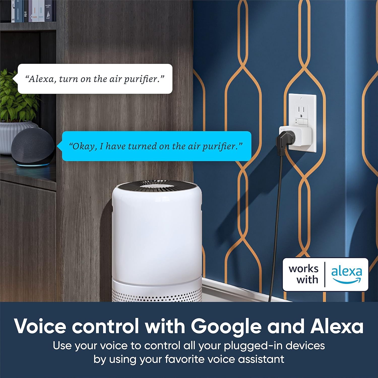 Wyze Plug, 2.4GHz WiFi Smart Plug, Works with Alexa, Google Assistant, IFTTT, No Hub Required, White – A Certified for Humans Device, White, 2 Pack