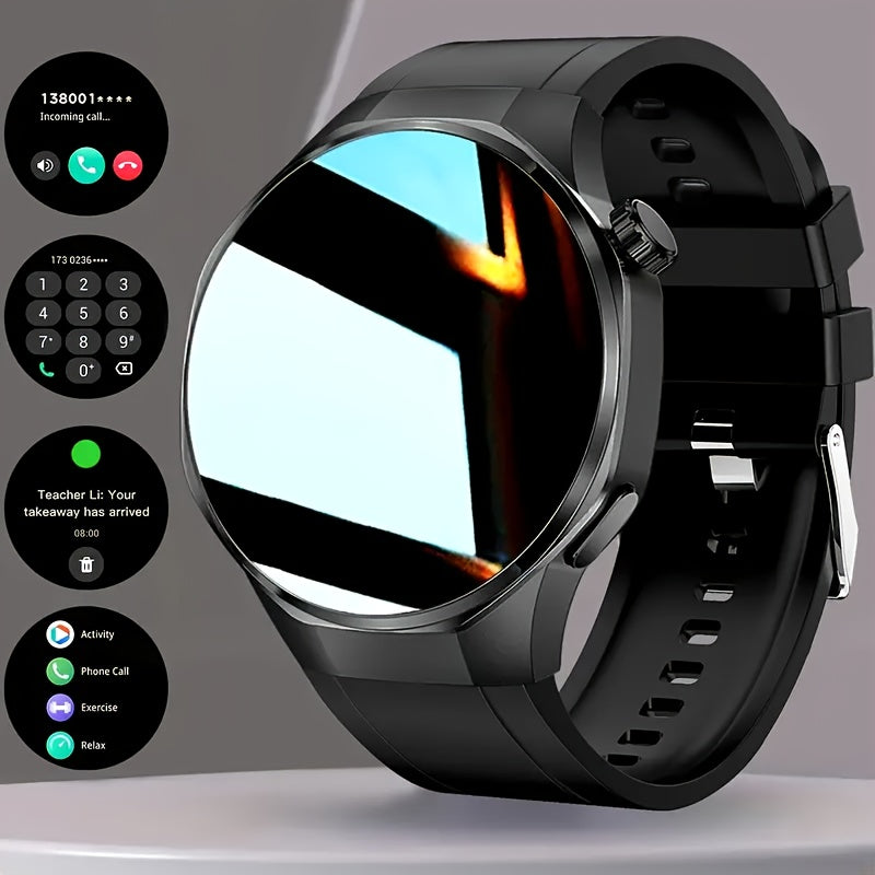 [Valentine's Day Gift] Valentine's Day Gift: Men's Smartwatch - HD TFT Display, Hexagonal Bezel, Wireless Calling & Messaging, 150+ Sports Modes, Dynamic Activity Tracker, Weather Alerts, Android/iOS Compatible (Black Silicone Strap), Activity Monitoring,