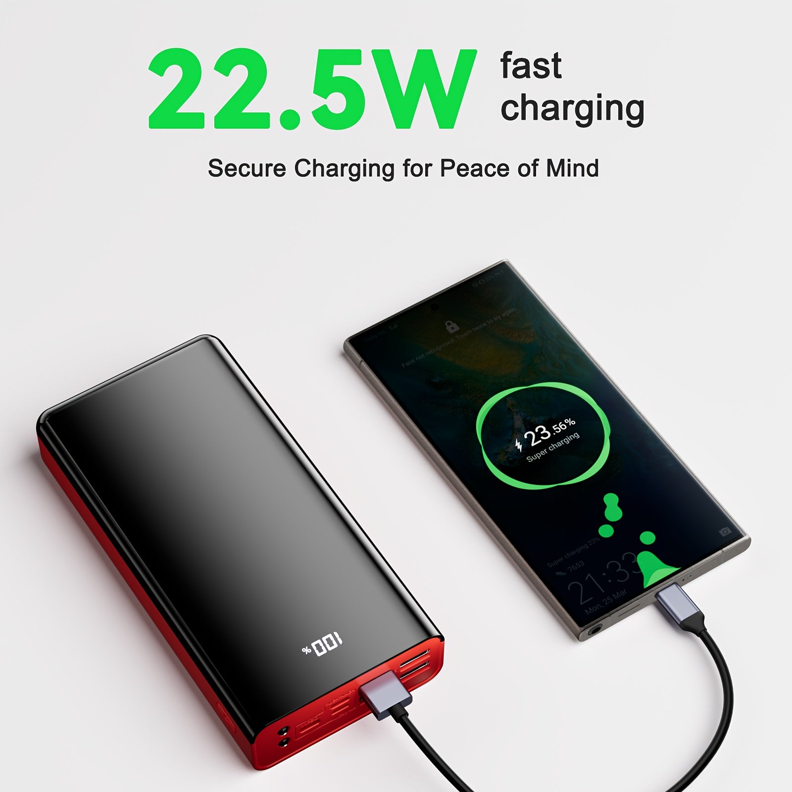 100000/80000/50000/30000mAh High-Capacity Fast-Charging Power Bank With LED Light/Power Display, 4 USB Ports, Type-C Interface, Compatible With IPhone/Android Devices, Outdoor Emergency Backup Battery Pack, New Year Gift