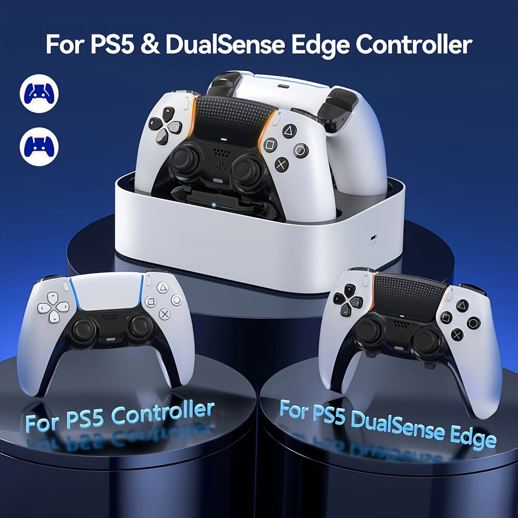 for PS5 Controller Charger Station Compatible with Dualsense Edge Controller, Fast Charging Dock Stand with Cable, Dual Controller Charging Station for Playstation 5 &for DualSense Edge Controller