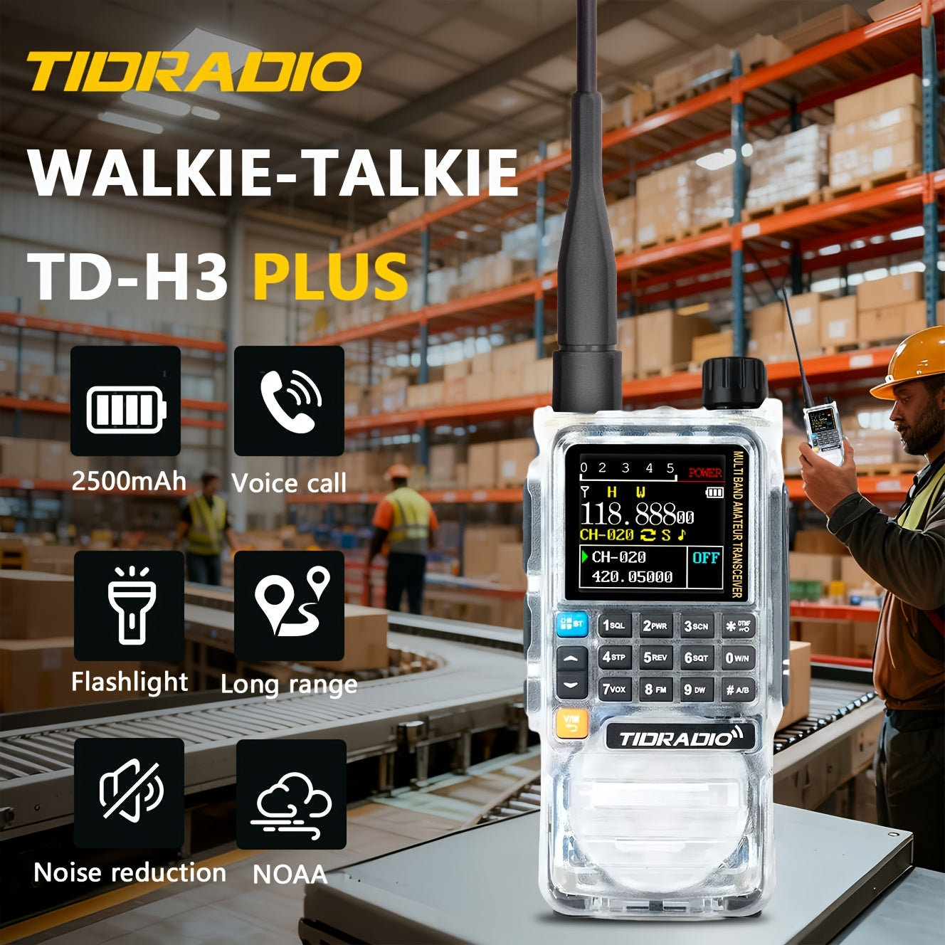 [Camping Emergency] Tidradio H3 Plus | Ham Radio Multi-Band Two-Way Radios With Am/ Fm & Wireless Headset Compatibility | 5000Km Long Range Walkie Talkies For Camping & Emergency