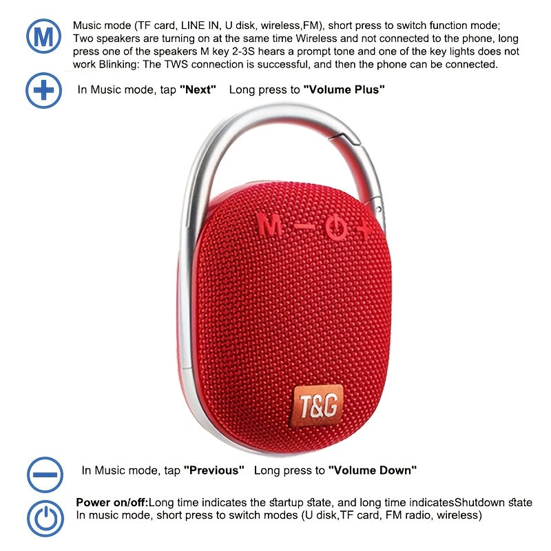 TG321 Wireless Speaker Portable Mini Speaker, Large Audio, LED Lights, Portable Audio, Outdoor Speaker, Integrated Latch, Home, Outdoor, And Travel Speakers, Support, Micro SD/TF Card, Lively And Cheerful Atmosphere, Camping, Halloween, Thanksgiving