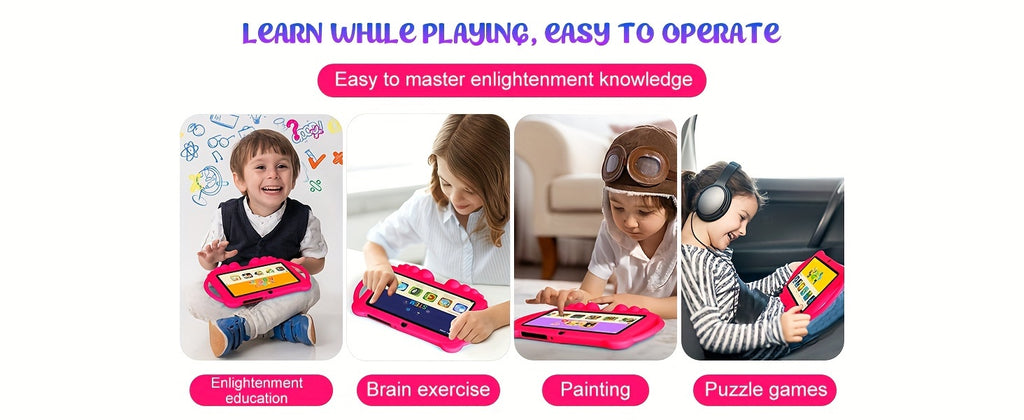 7 Inch Tablet for Kids, 32GB ROM 2GB RAM Android 14.0 Tablet with 2.4G Wifi, GMS, Eye Protection Screen, Parental Control, Education APP, Dual Camera, Shockproof Case, Games, Tablet, Pad