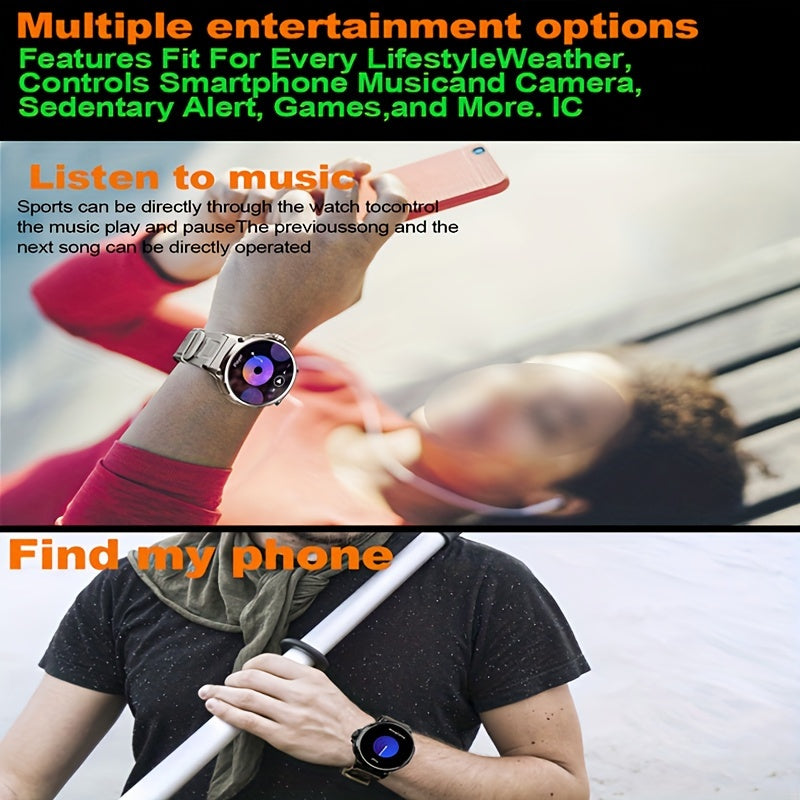 360*360 High-definition Men's Outdoor Sports Smartwatch - Wireless Communication, 710mAh Battery Life, High-quality Speaker, Sports Data Tracking, Sleep Monitoring, Dynamic Dial Image, Wireless Phone Answering, Message Notification, Music Control