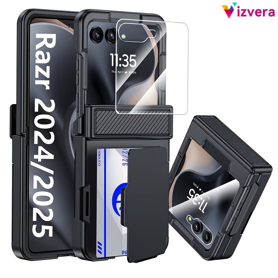 [Sturdy Scratch-Proof Case] Phone Case: For Motorola Razr 2025/Razr 2026 Mobile Phone Case With Card Clip And Hinge Protector, Built-In Screen Protector, With Mobile Phone Lanyard, Sturdy Scratch-Proof And Shockproof PC Mobile Phone Case, Suitable For Mot