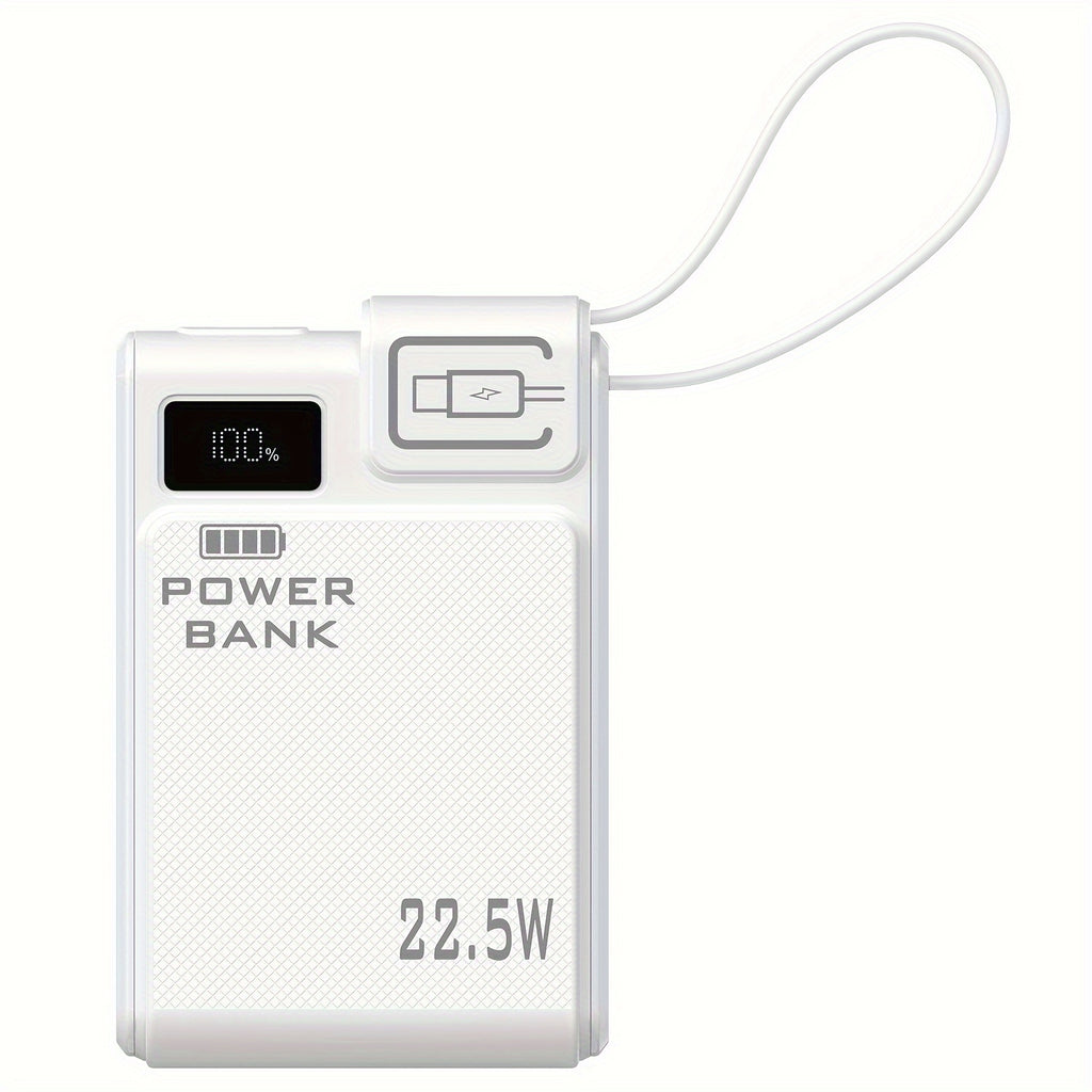 [Holiday Gifts] TQQDCI Portable 22.5W Power Bank 3 Ports Fast Charger, LED Digital Display, Built-in USB-A & C Cable, Charge iPhone/Android/Multiple Devices Simultaneously Back-to-School Essentials & Holiday Gifts
