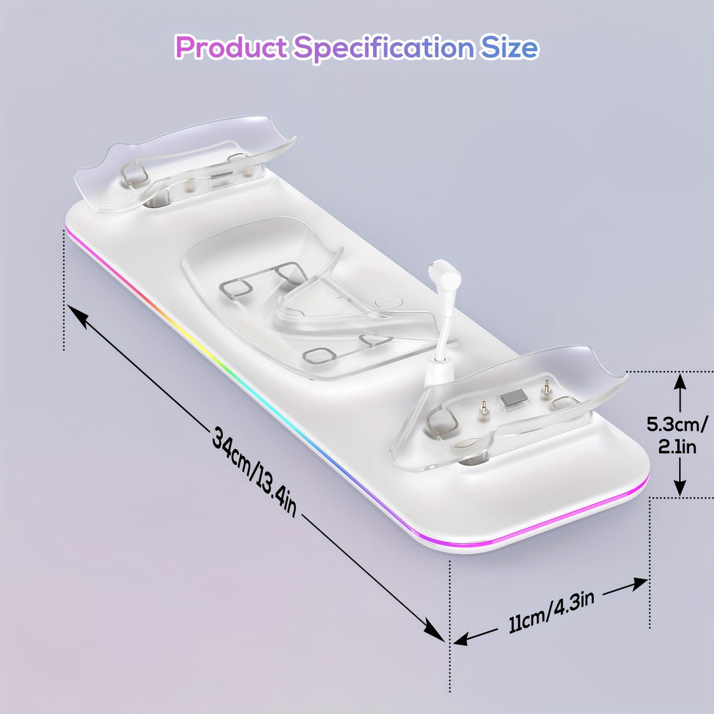 Charging Dock for Meta Quest 3S/Quest 3, PD 18W Fast Charging Station for Oculus Quest 3S Additions with RGB Light, Magnetic Charger Stand for Headset/Controller with 2 Rechargeable Batteries