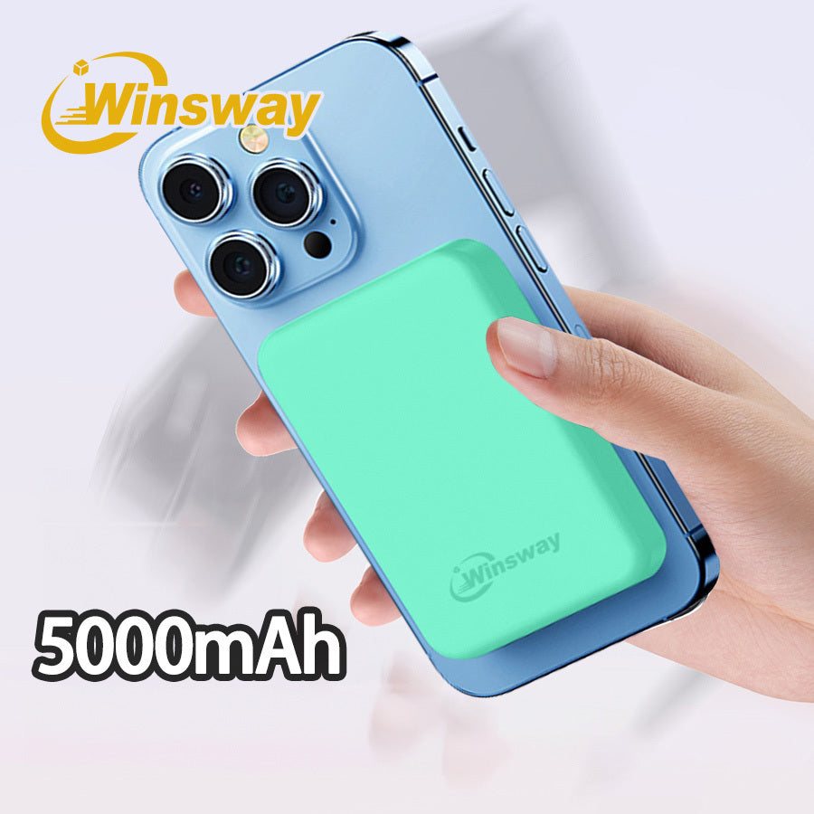 Winsway 5000mAh magnetic mini mobile power bank, supports PD and QC 3.0 fast charging, colorful and versatile, suitable for iPhone 17/16/15/14/13 series