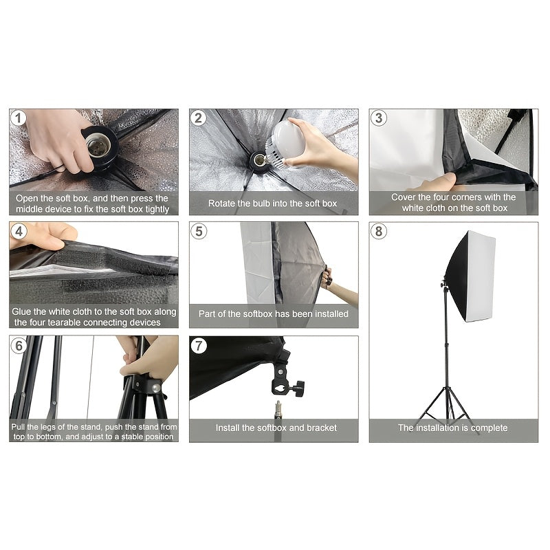 MOUNTDOG 1/2pcs Softbox Lighting Kit, 2x19.7"x27.5" Photography Continuous Lighting System with 2pcs 85W 5700K E27 Socket LED Bulbs And Remote for Portrait Product Fashion Photography