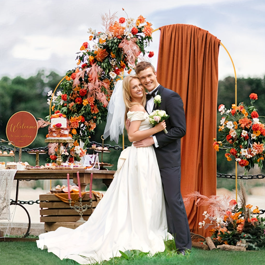 Arch Backdrop Stand, Set Of 2 Metal Arch Stand (7.2FT+6FT), Golden Wedding Arch Frame For Party, Baby Shower, Holiday, Ideal For Balloon Flower