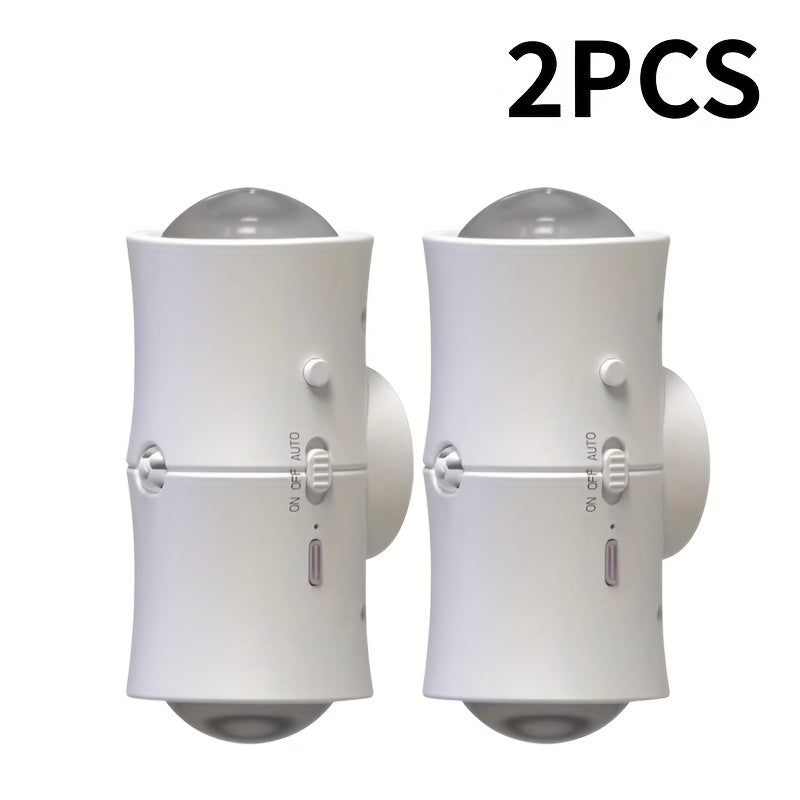 [2/4pcs RGB Motion Sensor Lights] Rechargeable LED Wall Lights with Motion Detection | Magnetic RGB Night Lights, Adjustable RGB Gradient Ambient Lighting, Battery Operated, Ideal for Bedroom, Living Room, And Cabinet Decoration