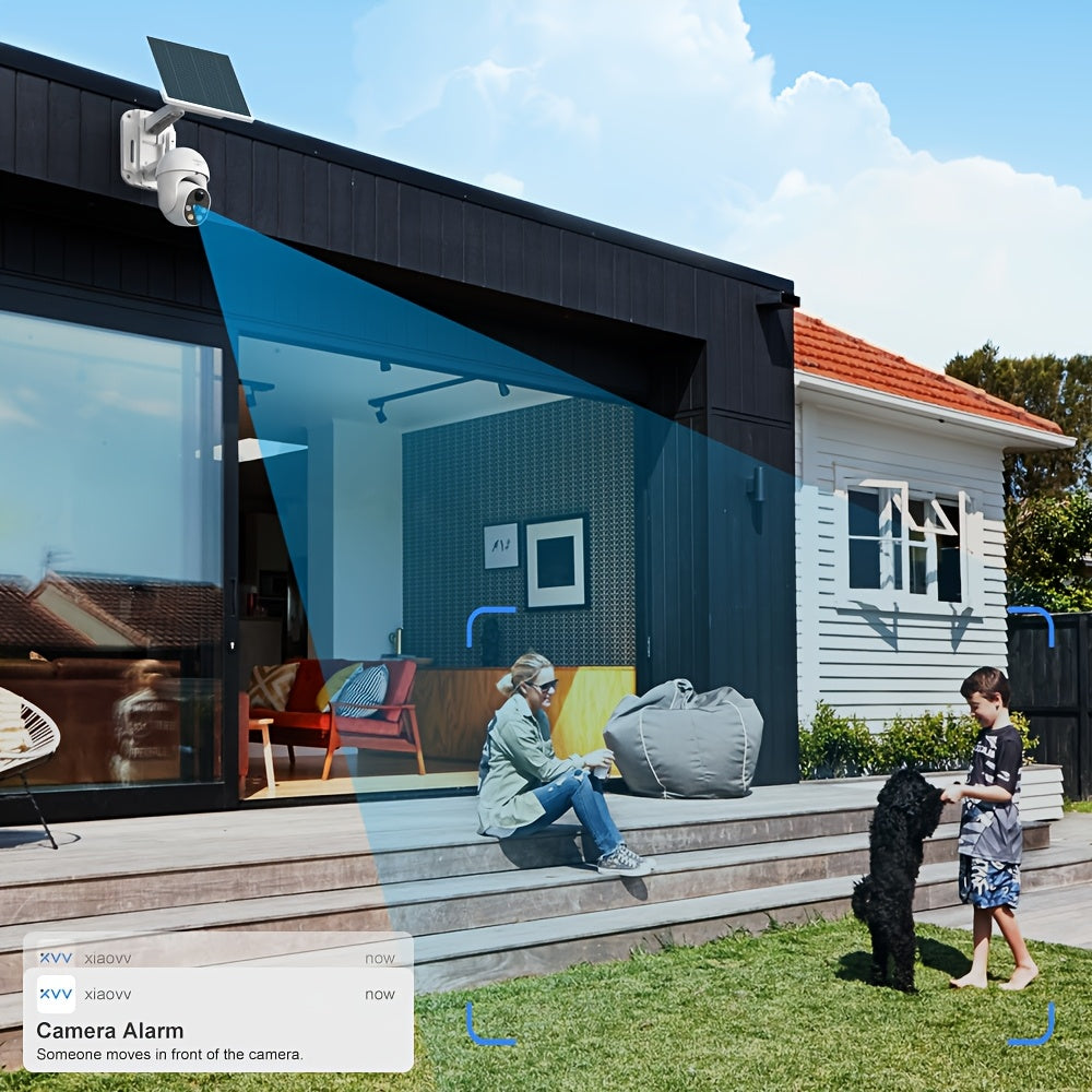 XIAOVV P6 1080P WiFi Wireless Solar Security Camera 360 Degree PTZ Battery Powered Home Surveillance Camera with Motion Detection, Color Night Vision, Two-way Audio