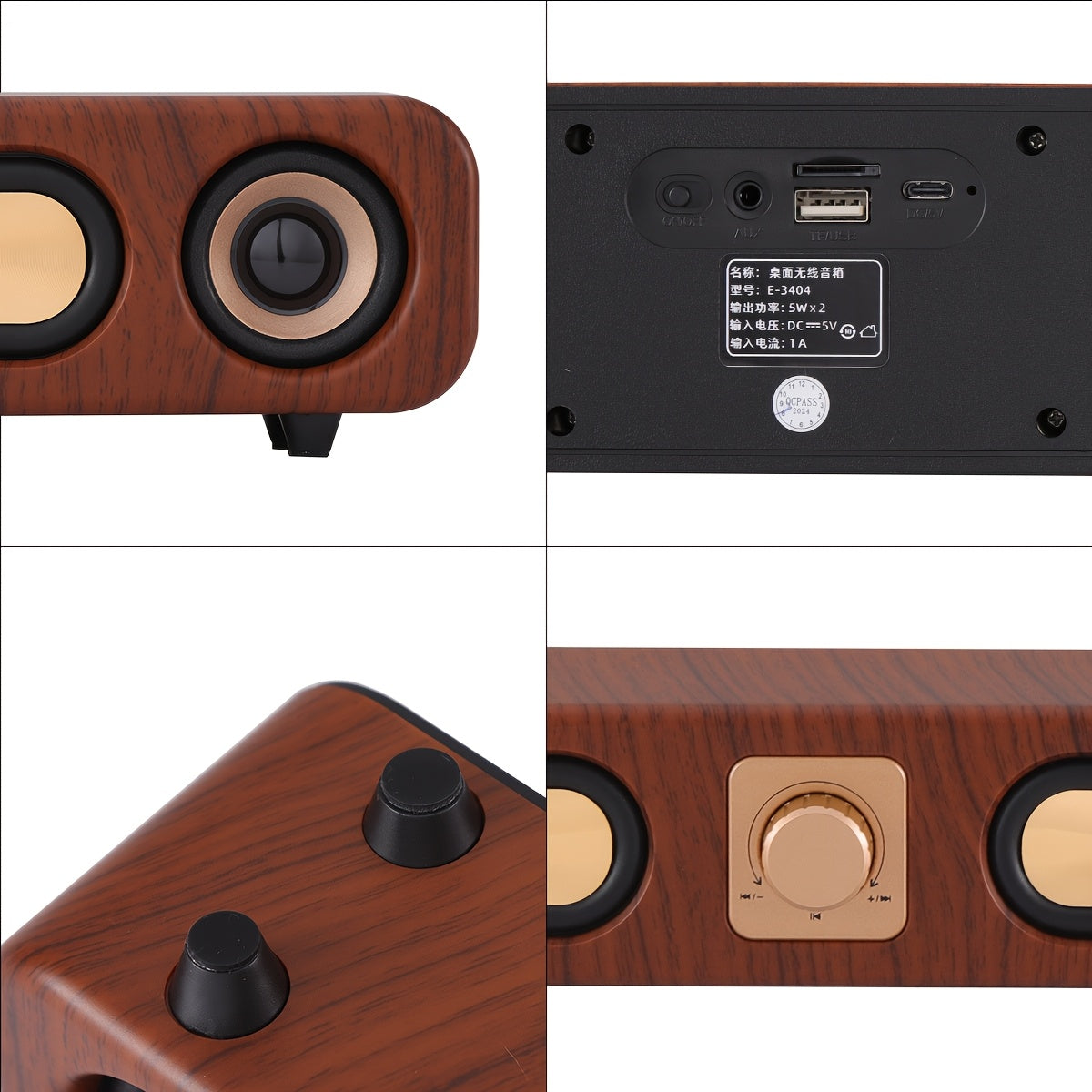[Vintage|Wireless] Vintage 10W Wireless Bluetooth Sound Bar | Dual 2'' Speakers USB Wired, 3.5mm Aux-in Computer Speakers for Desktop Monitor