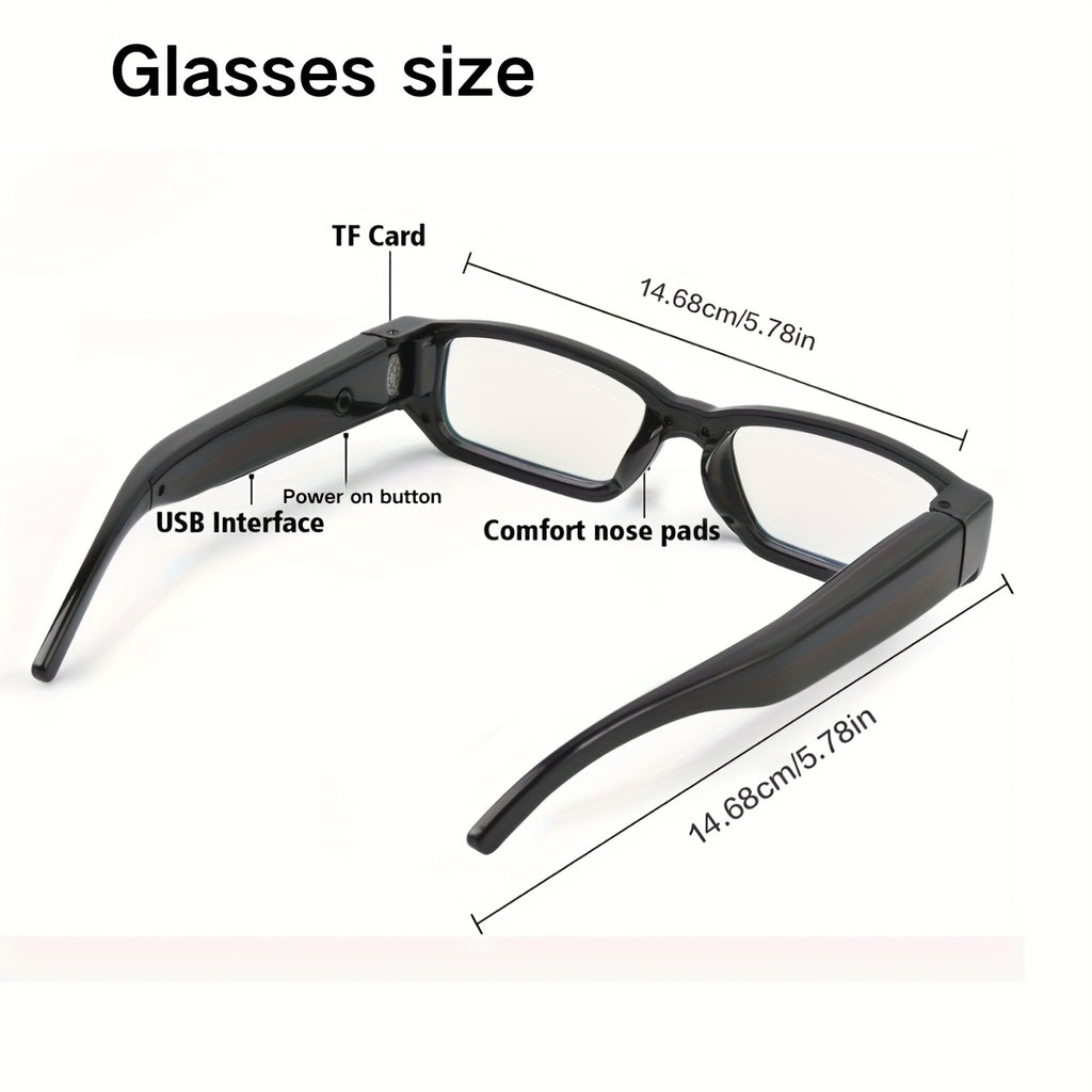 1pc Of Smart Glasses with Camera, 1080P High-definition Camera, Digital Video Recorder Camera Glasses, Eye Protection DV Camera Glasses, Recording Glasses, Portable Camera Ultra Clear Camera Glasses, with TF Storage Card, Long-lasting Battery Life
