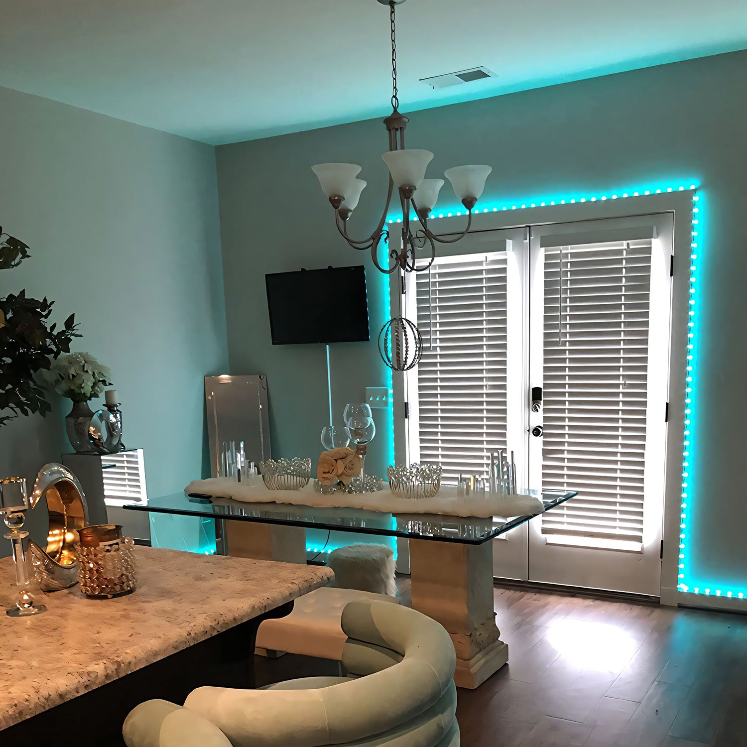 [RGB Multi-Color Adjustable] 200-Foot (2 Rolls Of 100-Foot) LED Smart Wireless Light Strips, Controlled By A 44-Key Remote Control And APP, With RGB Multi-Color Adjustable, Music Synchronized Color Changes, Suitable For Living Room And Bedroom Decoration