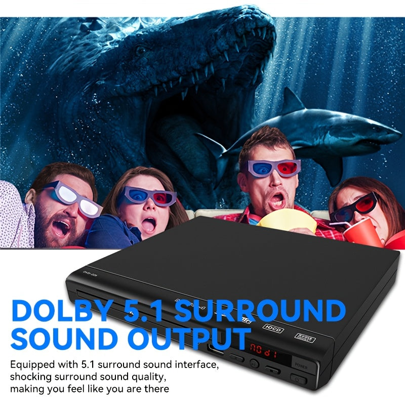 [1080P] Full Region DVD Player With 1080P HD Quality And AV Output, USB Direct Read DVD Player With Smart Error Correction, Suitable For Elderly Easy DVD Player For Home With Remote Control - High Quality Multimedia Playback For Home