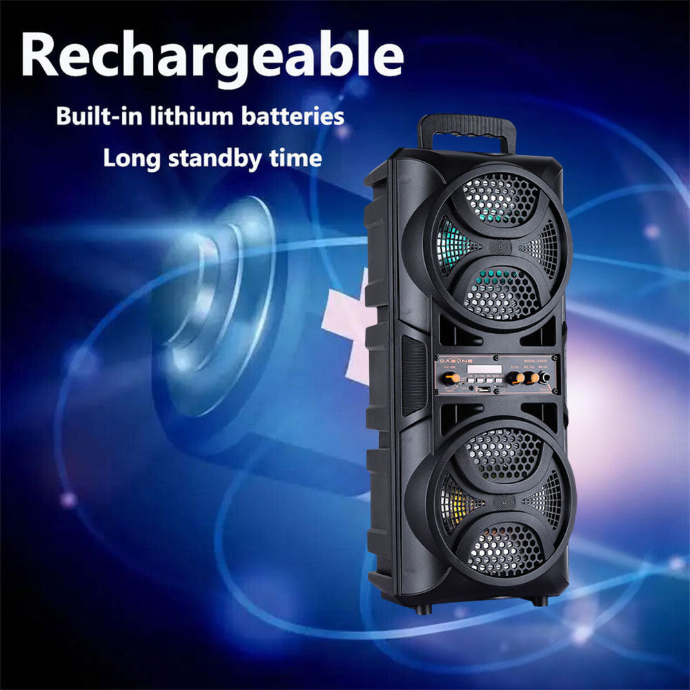 3000w Portable Wireless Bluetooth Speaker Sound System Party Dj karaoke Dual 6.5" Woofer Speaker Led Light With Microphone Rechargeable USB FM AUX TF TWS With a Pull Rod and Wheels Outdoor Speaker