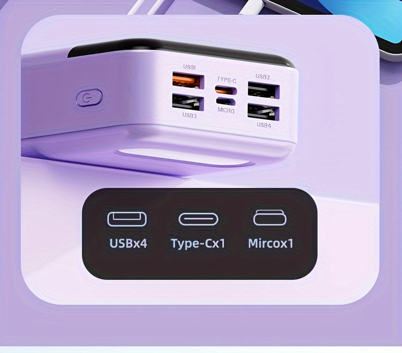 60000mAh Large-capacity Portable Power Bank, 22.5W Fast Charging Equipped with Light/LED Power Display, Suitable for Charging Android Electronics/mobile Phones And Other Equipment, Outdoor Travel/Camping Removable Emergency Power Supply Device