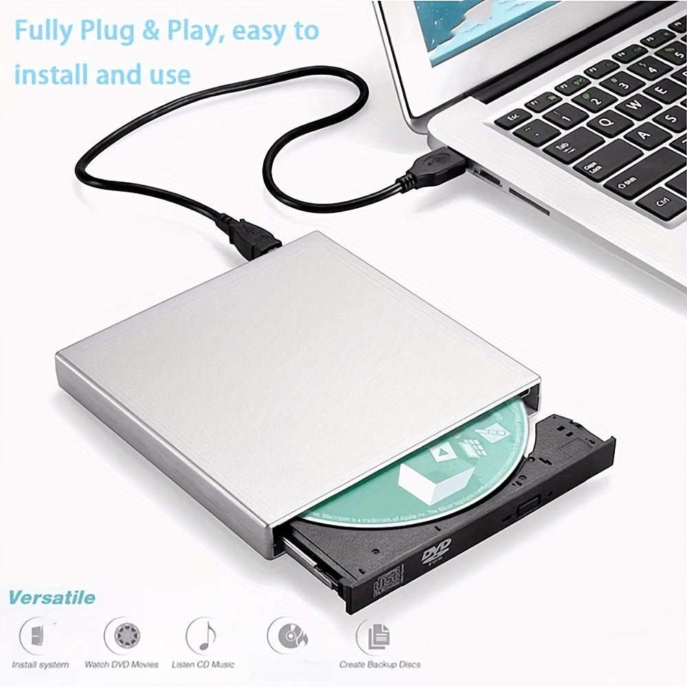 External DVD CD/DVD-ROM CD-RW Player Portable External CD-RW Drive DVD-RW Burner Recorder Player for Laptop Desktop Computer with Storage Bag
