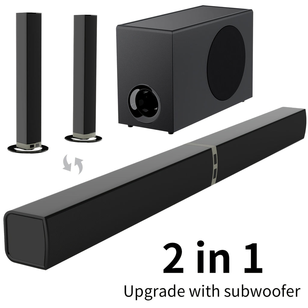 2 IN 1 TV Sound Bar, SoundBar For Smart TV, Wireless Speaker Surround Home Audio, Sound Bars With Subwoofer, ARC/Optical/AUX Connection, With Infrared Remote Control