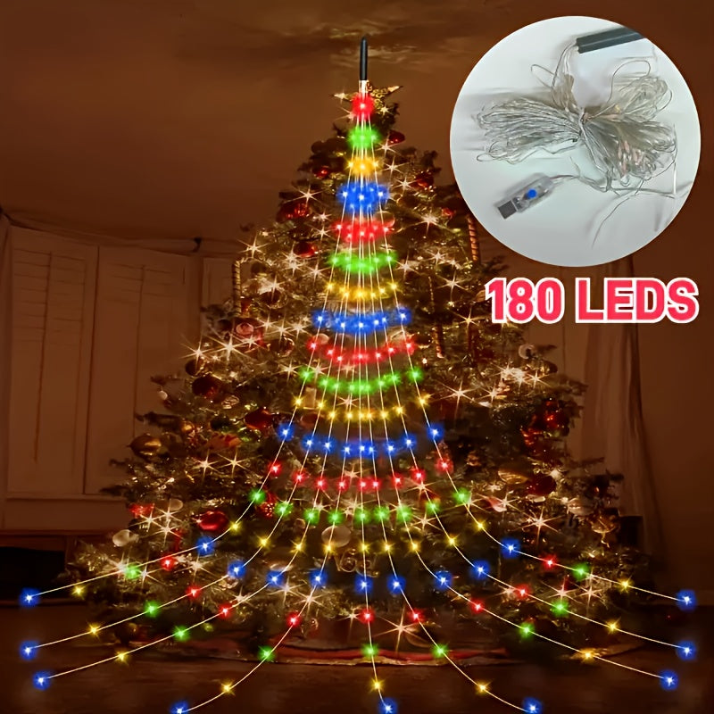 [Christmas Halloween Gifts] A String of Decorative Lights, Powered by USB, with 8 Different Modes of Waterfall Tree Lights. Suitable for Decorating Indoor Scenes, Tents And Party Garlands, As Well As Curtains. Applicable for Festival Decorations, Christma