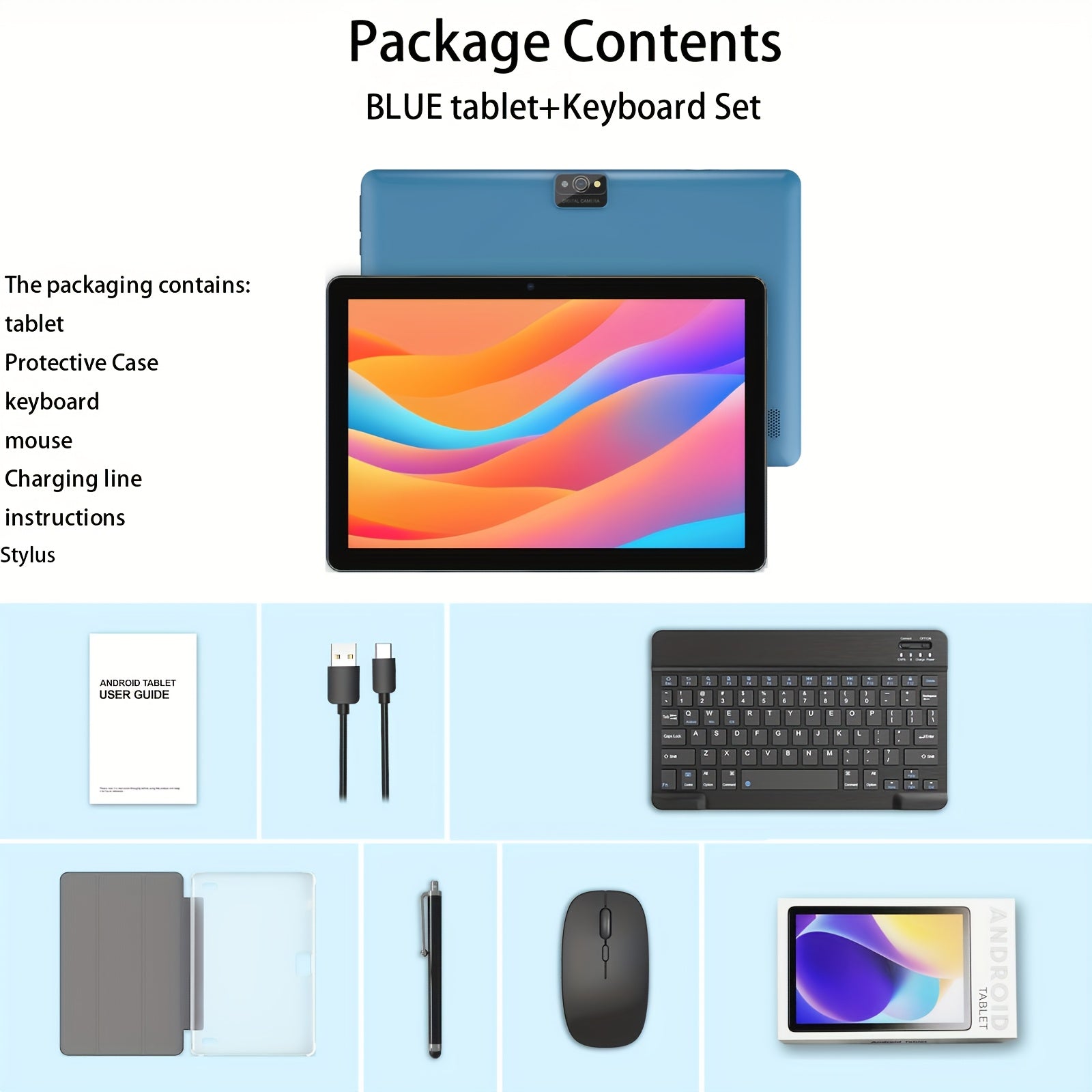 10-Inch Android 13 Tablet | Quad-Core CPU, 7GB (3+4) RAM, 64GB ROM, 1TB SD Card Expansion, 6000mAh Battery, 2MP+8MP Dual Camera, 1280x800 IPS Screen, Wi-Fi, Optional Keyboard, Mouse, Styl, Tablet, Pad, Tablet, Pad