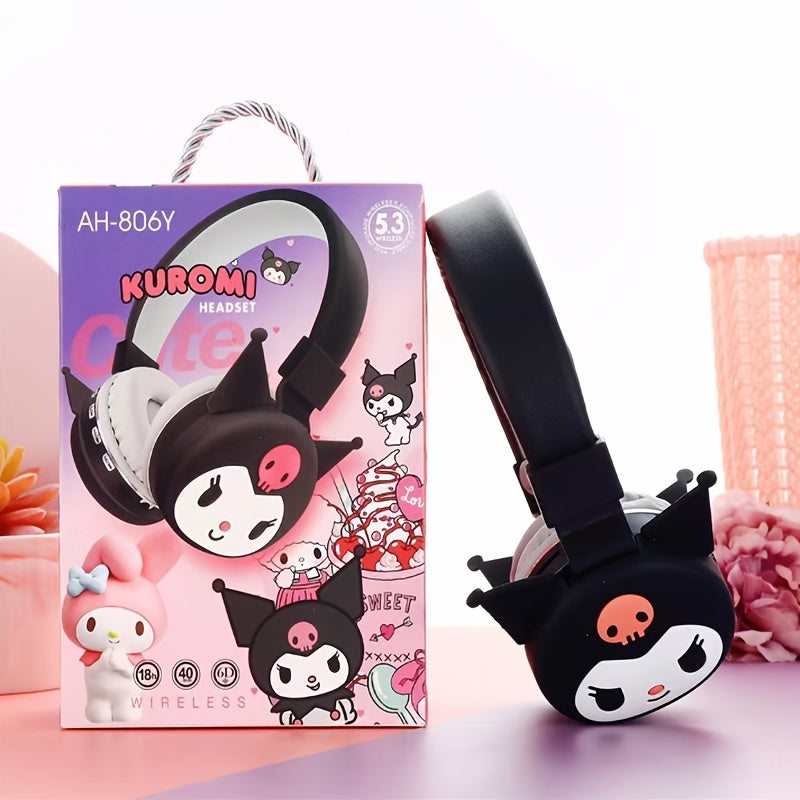 Sanrio Kuromi And My Melody Cute Design Wireless Headsets With Cute Patterns Unique Style Easy To Carry Foldable, Scalable Smart Call, Suitable For Daily Sports, Outward Learning, Festival Gifts