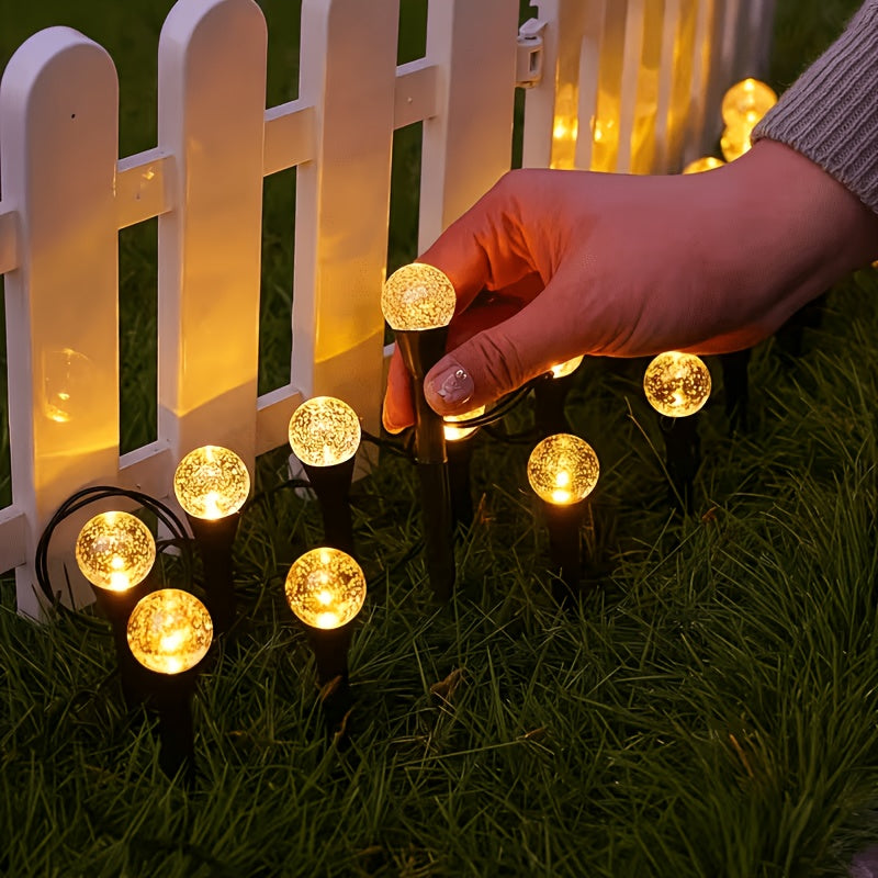 [Holiday Gifts] 30pcs Solar Outdoor Ground Plug Lights, Crystal Bubble Ball Lights, Smart LED Lights, Yard Lights, Garden Lights, Summer Camping Lights, Fairy String Lights, Dustproof &, 8 Lighting Modes, for Birthday Parties, Holiday Gifts, Independence