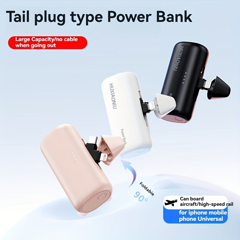 Portable Charger for Iphone with 2-In-1 Connector, 5000Mah Small Power Bank, Suitable for Iphone 17 16/15/14/13/12/11/Android