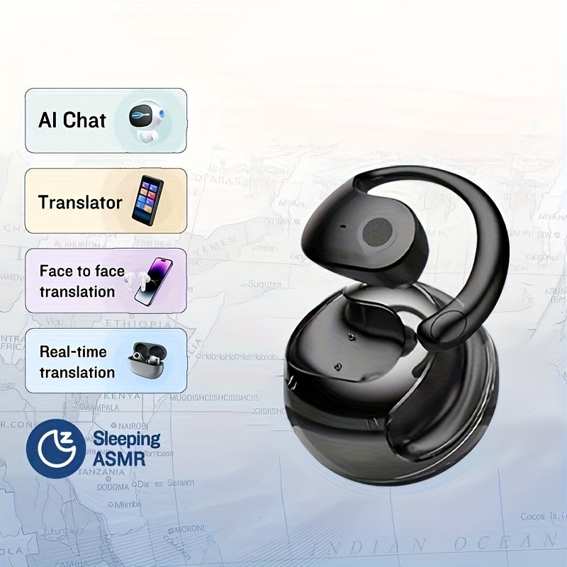 Ai-Powered Real-Time Translation Earbuds, Two-Way Interpreter for 144 Languages, Rechargeable Via USB Or Battery, Ideal for Travel, Business, Shopping, Learning, Carrying Pouch Included