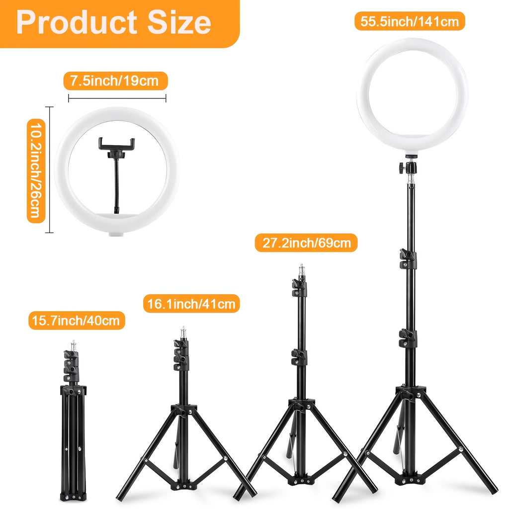 UEGOGO LED Photo Ring Light RGB With 43-Inch Adjustable Stand Phone Holder, USB Powered Studio Lighting For Photography, Video Recording, And Streaming - Portable Circle Fill Light For Outdoor Use