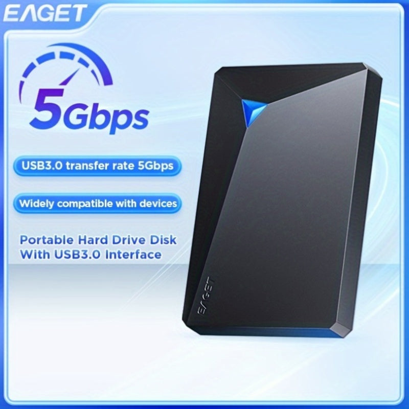 EAGET Portable External Hard Drive, High-Speed USB 3.0 Connectivity, Plug & Play, Durable Mobile Storage Device For PC Ps4/5 Xbox, NTFS Pre-Formatted, Compact And Lightweight Design, Supports UASP Protocol - 250GB/320GB Options Available