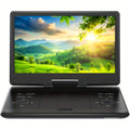 17" Portable DVD Player with 14.1" Large HD Screen, 6 Hours Rechargeable Battery, Support USB/SD Card/Sync TV And Multiple Disc Formats, High Volume Speaker, Black