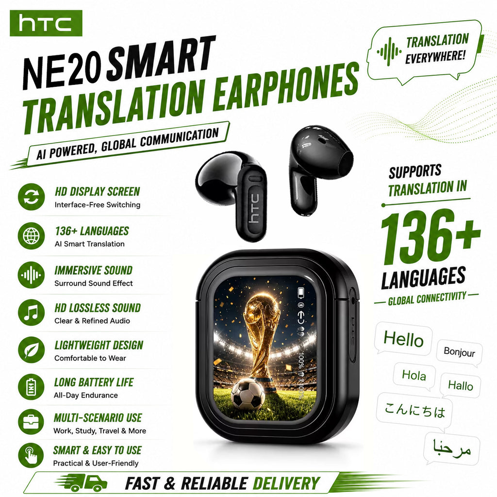 HTC NE20 New Ai Ai Translation Earphones, Real-time Translation Of 134 Languages, High-definition Screen Display, Multifunctional Earphones, Wireless 6.0 Tws High Fidelity Sound Quality, Long Battery Life, Suitable For Exercise, Daily Wear
