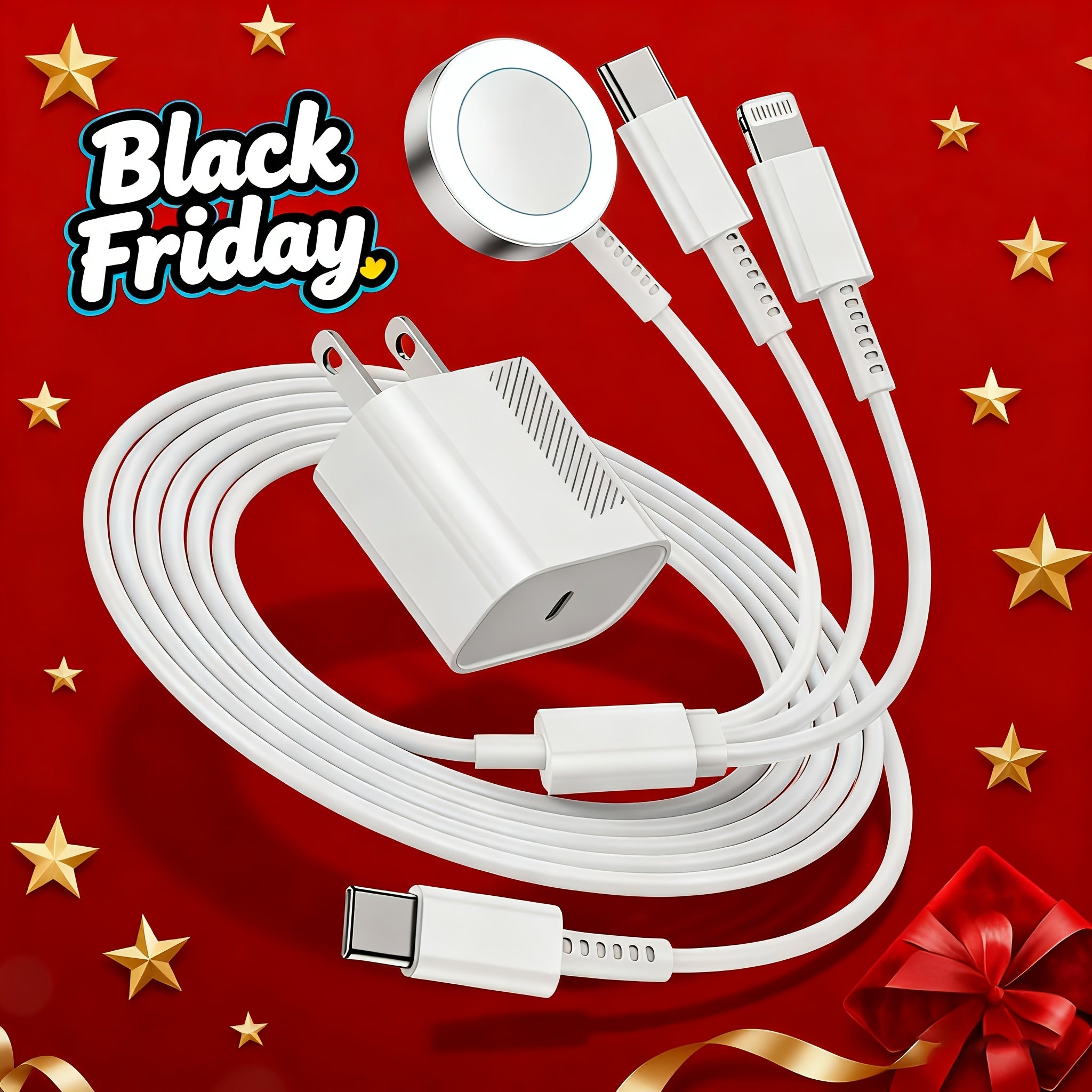 6.6ft iWatch 3-in-1 Magnetic Smart Fast Charging Cable with 20W Type-C Wall Charger Adapter Compatible for iWatch Series Ultra/SE/9/8/7/6/5/4/3/2/1 And iPhone 15/14/13/12/11 (Purple, Pink, White)