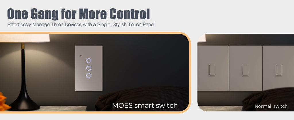 MOES Smart Switch Wifi White Touch Wall Switch No Neutral Wire Required Works with Alexa Google Home App Control Timer Function 110V Single Pole No Hub Easy Install