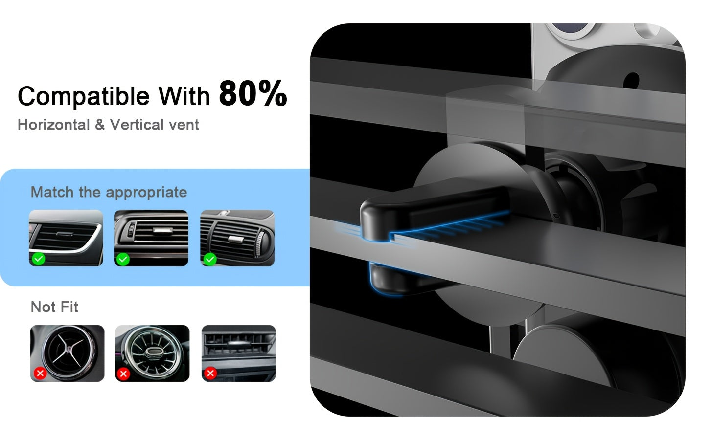 Auto-Sensing Car Phone Mount - Wireless Charger Fast Charge with Vent Clip & Dashboard Suction, Auto-Lock Tech For, Smart Car Holder
