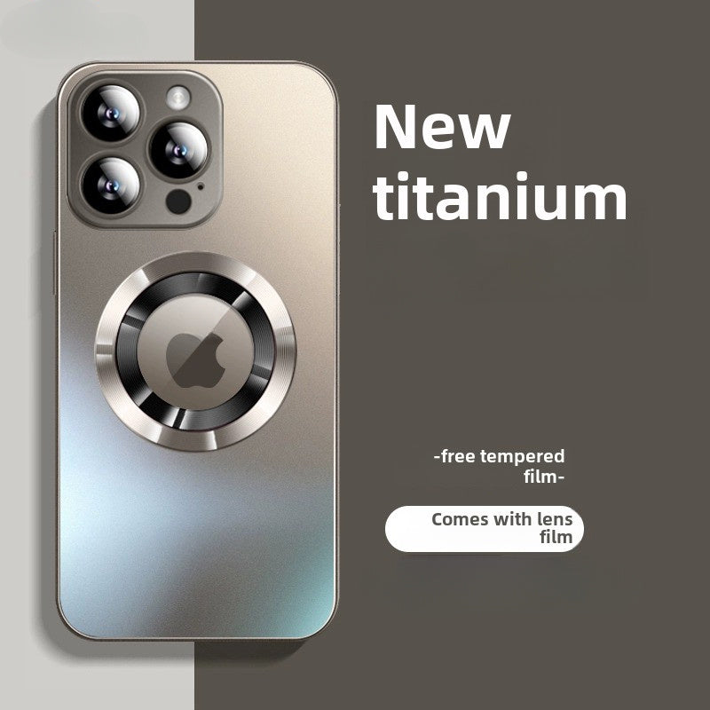 Mobile Phone Case, Skin-Sensitive Frosted Glass, Built-In Lens Film Anti-Drop Protective Case Ultra-Thin Magnetic, Suitable for Apple 17Promax Iphone15Promax 14Pro 16Pro 16Plus