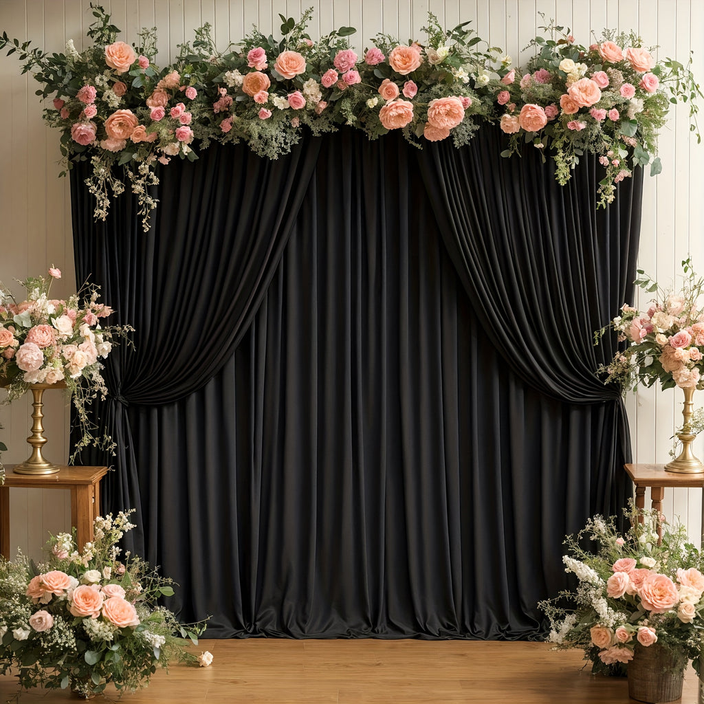 2pcs, 5Ftx10Ft White And Black Backdrop Curtain Ideal for Parties And Weddings, Wrinkle-Resistant Photo Curtain Background Fabric Trim Perfect for Wedding Backdrops, Christmas, Halloween, And Birthday Celebrations