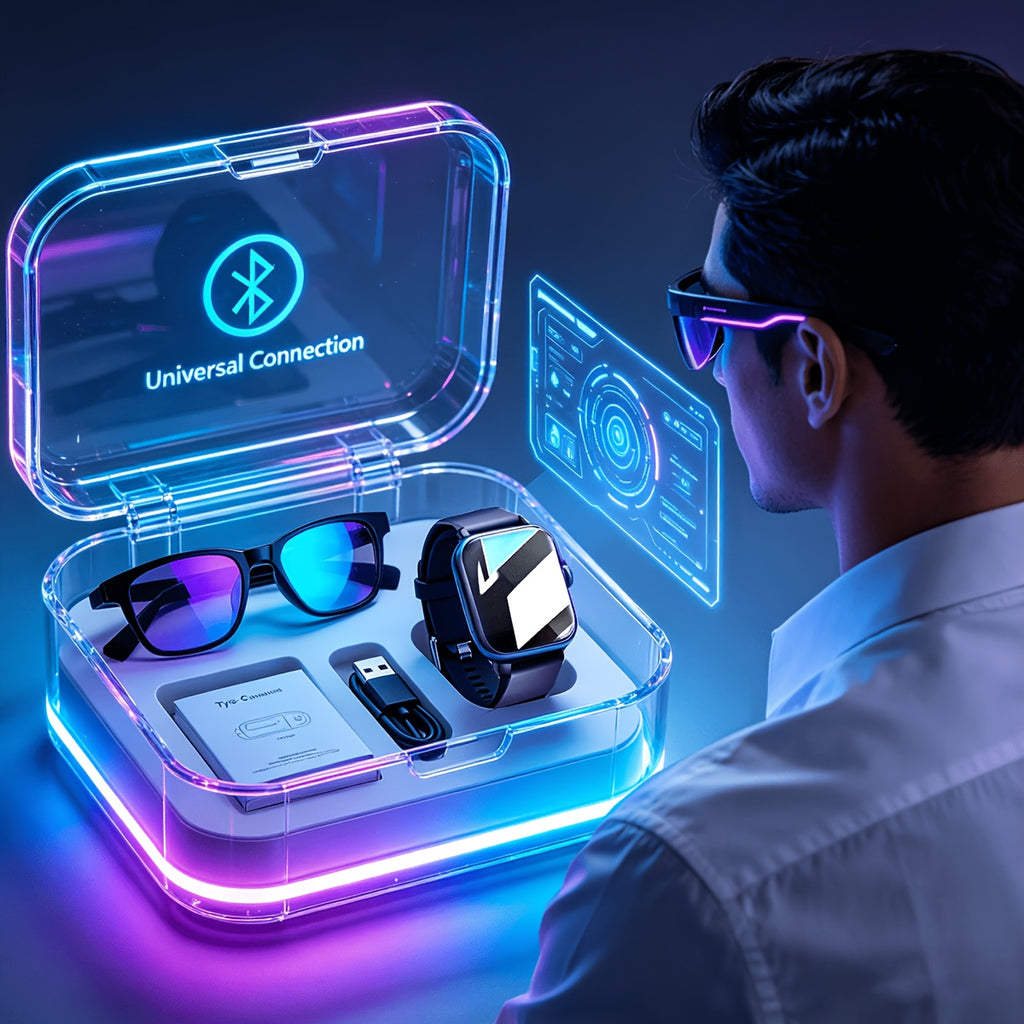 [Smart Watch & Glasses] 2026Ai New Full-Touch Smart Watch And AI Translation Smart Glasses Set, Real-Time Online Translation in Multiple Languages And Photo Translation at Your Fingertips. Built-In Microphone And Speaker, Supports Calling And Music Playba