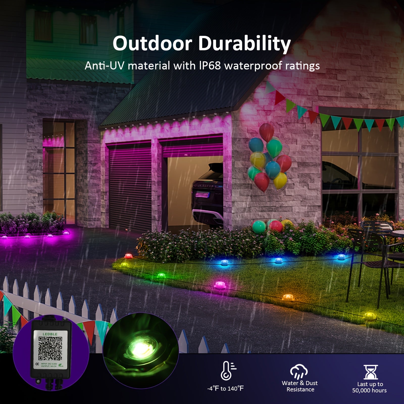 [RGB Pathway Lights] 200ft/150ft/100ft/50ft Outdoor Ground Lights, RGB Pathway Lights With Waterproof, Color Changing, Remote & App Control, Timer Function, Patio Deco For Lawn Yard Garden